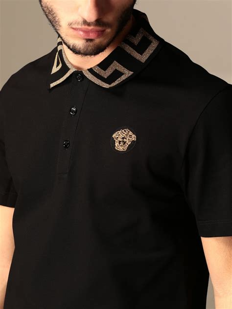 black versace polo men|Versace men's polo shirt sale.